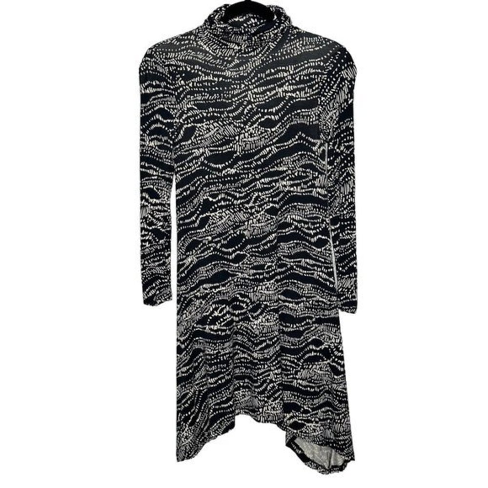 Maeve by Anthropologie Black Brown‎ Long Sleeve Cowl Neck Dress Size XXSP